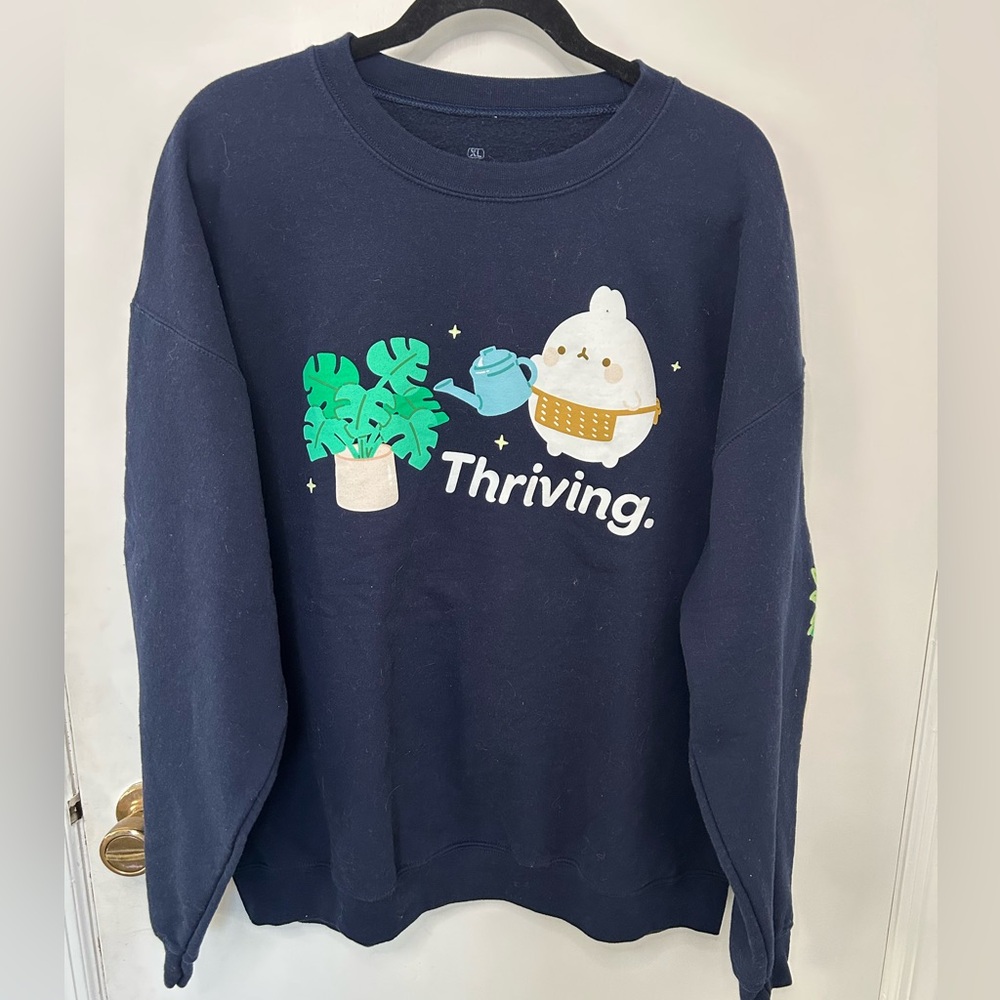 MOLANG RIPPLE JUNCTION NAVY BLUE THRIVING PLANT SWEATSHIRT SIZE XL